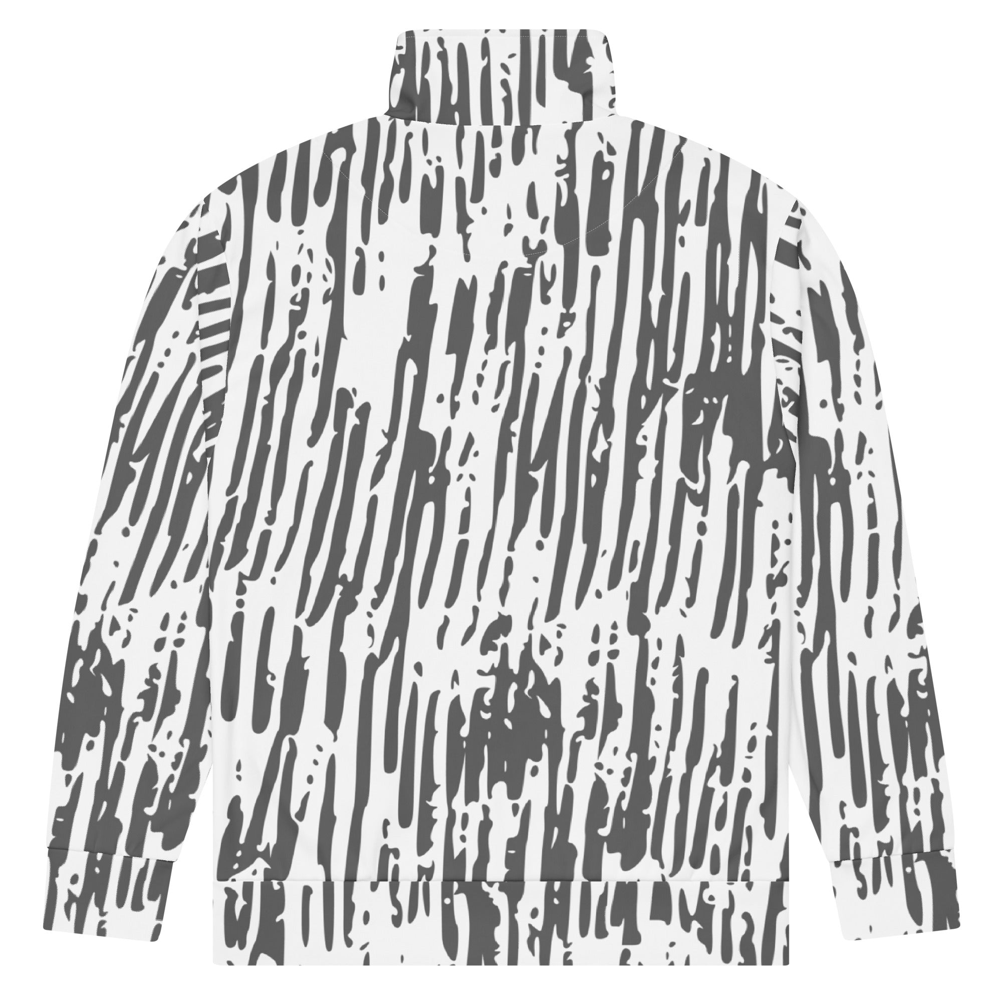 Einzigartige Trainingsjacke mit markantem Schwarz-Weiß Strichmuster. Komfortabel und stilvoll für ausdrucksstarke Streetwear-Looks. 