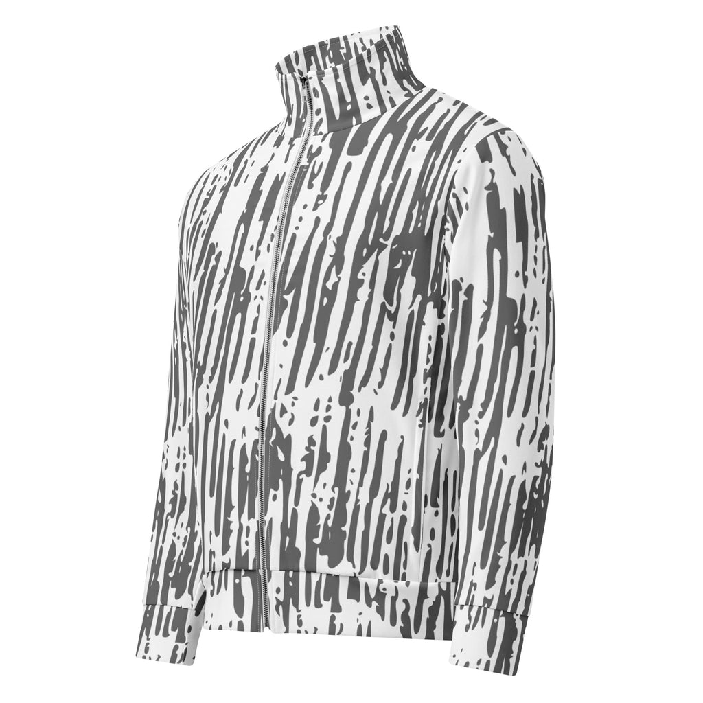 Einzigartige Trainingsjacke mit markantem Schwarz-Weiß Strichmuster. Komfortabel und stilvoll für ausdrucksstarke Streetwear-Looks. 