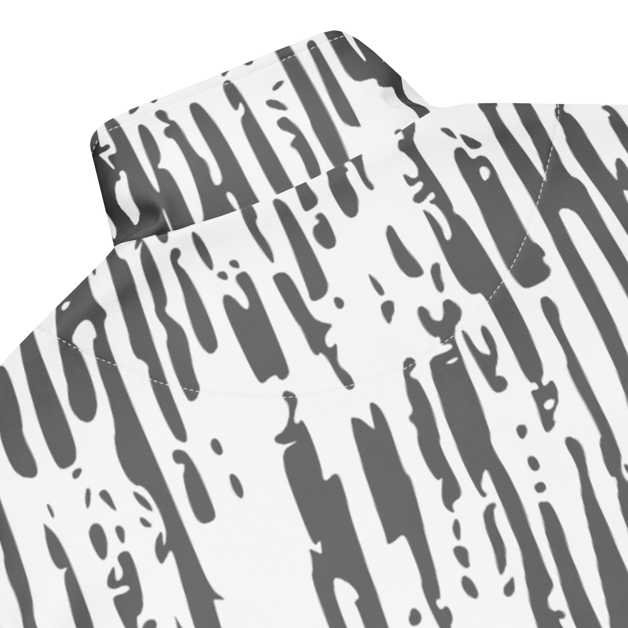 Einzigartige Trainingsjacke mit markantem Schwarz-Weiß Strichmuster. Komfortabel und stilvoll für ausdrucksstarke Streetwear-Looks. 