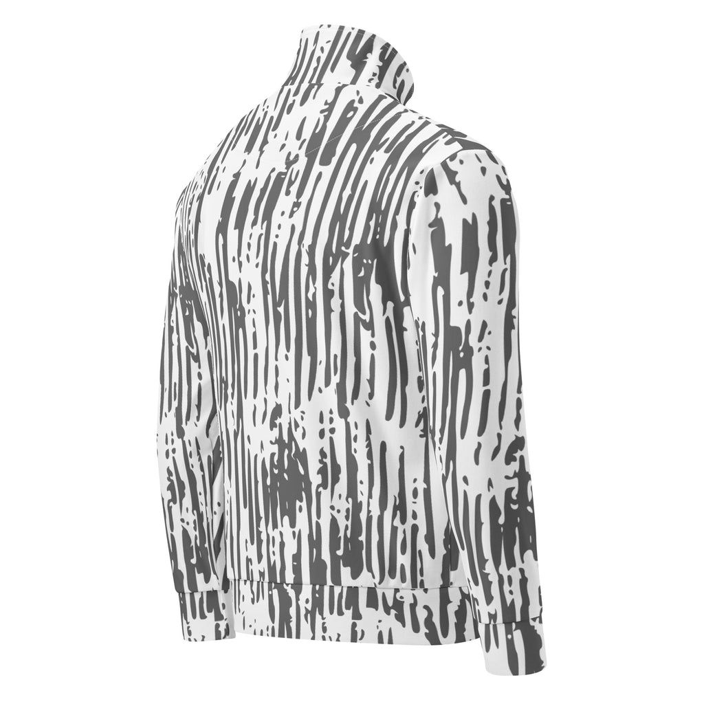 Einzigartige Trainingsjacke mit markantem Schwarz-Weiß Strichmuster. Komfortabel und stilvoll für ausdrucksstarke Streetwear-Looks. 