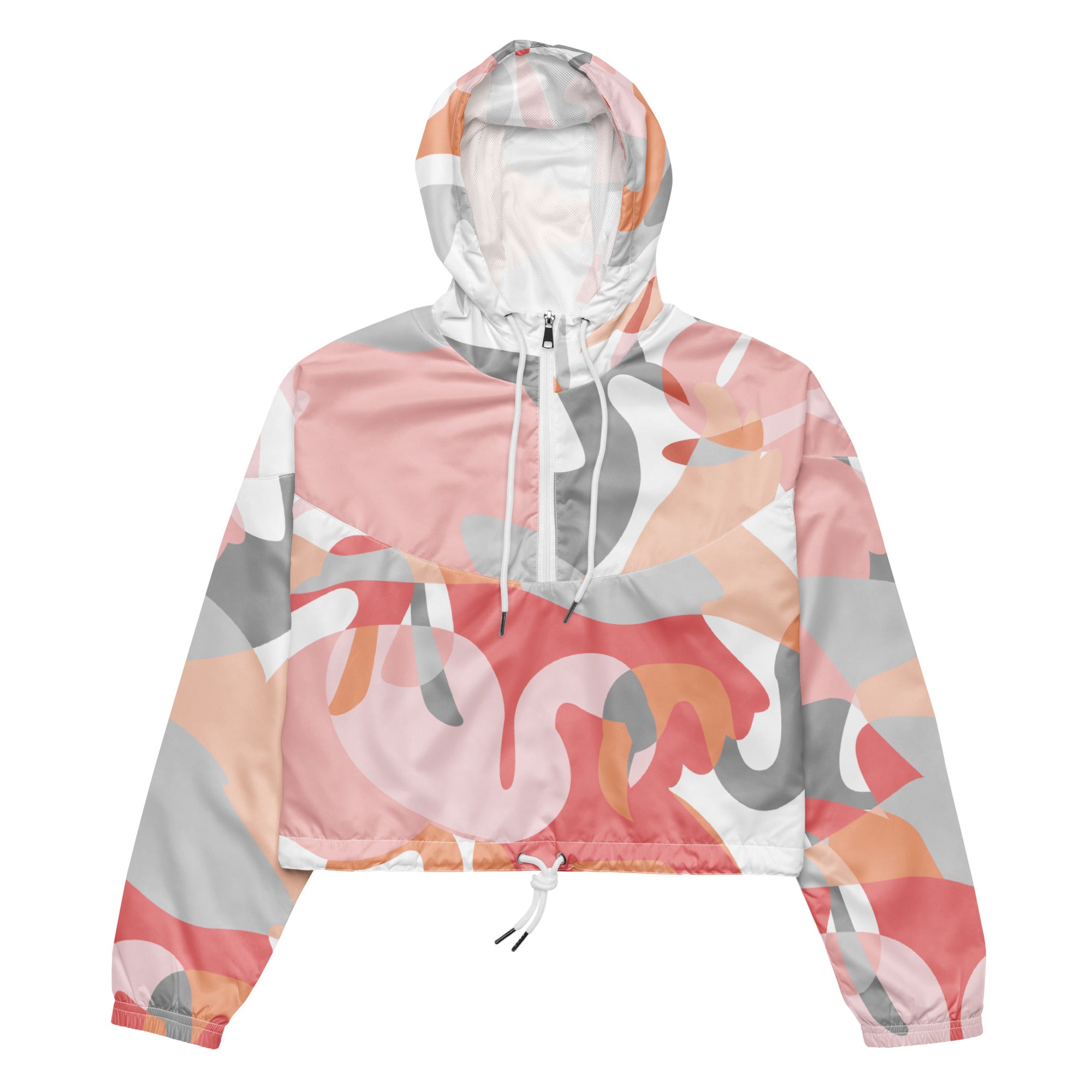 Cropped Windbreaker mit farbenfrohem Flamingo-Muster. Lässiger Streetstyle für Frauen von By Just a Girl.