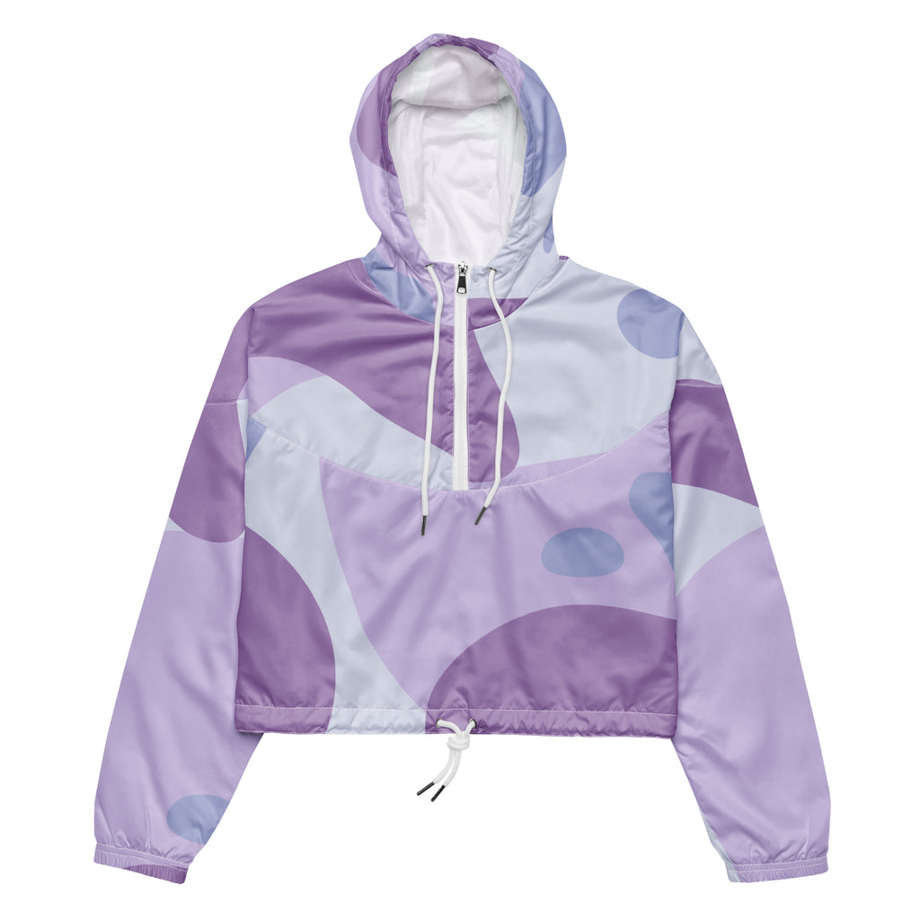 Cropped Windbreaker in zarten Violett Nuancen-Muster. Lässiger Streetstyle für Frauen von By Just a Girl.