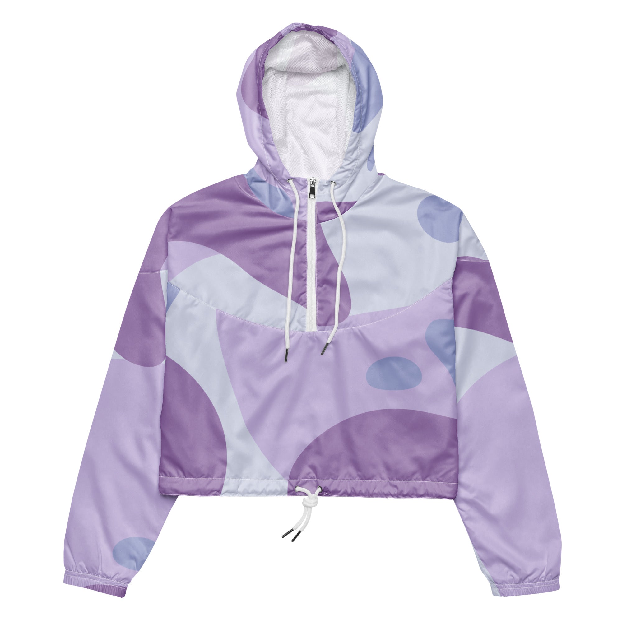 Cropped Windbreaker in zarten Violett Nuancen-Muster. Lässiger Streetstyle für Frauen von By Just a Girl.