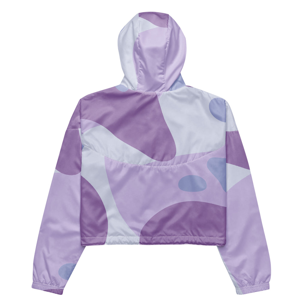 Cropped Windbreaker in zarten Violett Nuancen-Muster. Lässiger Streetstyle für Frauen von By Just a Girl.