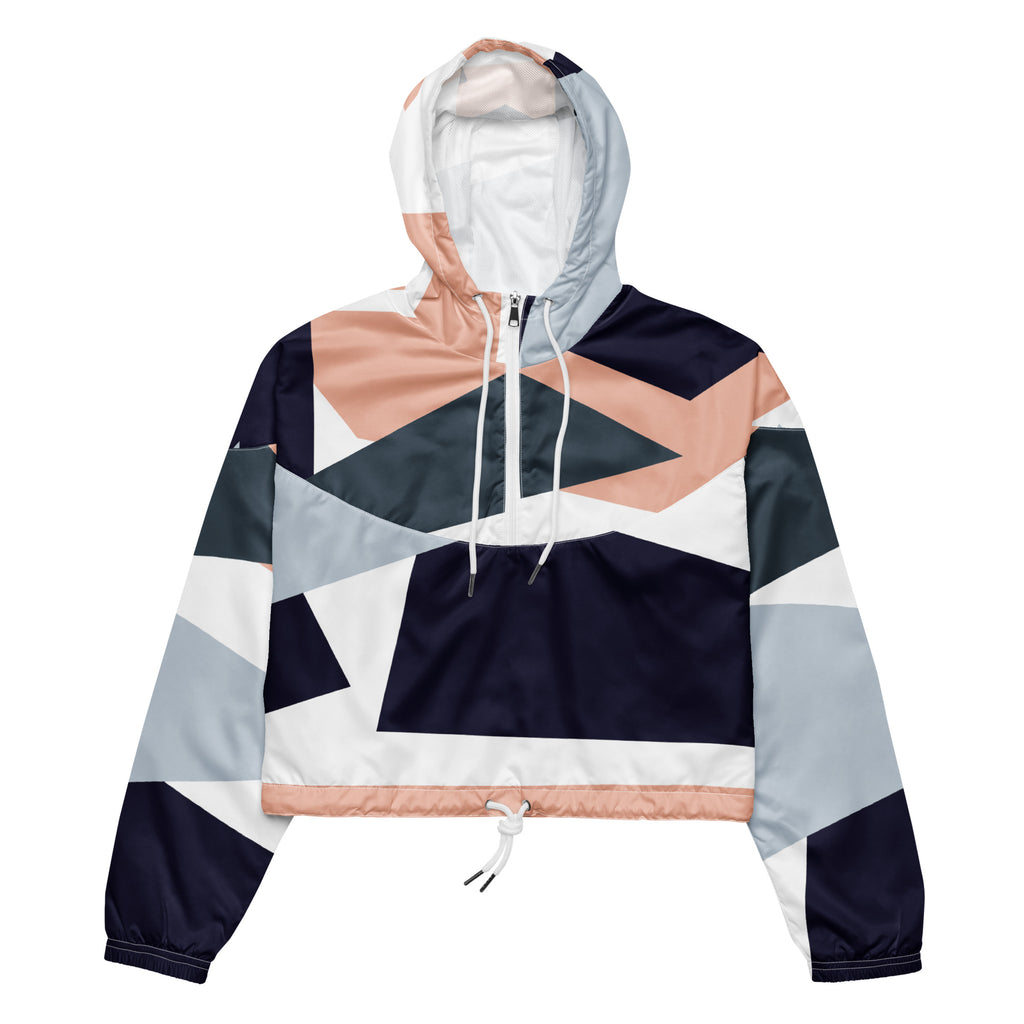 Cropped Windbreaker mit Stylischem Block Muster. Lässiger Streetstyle für Frauen von By Just a Girl.