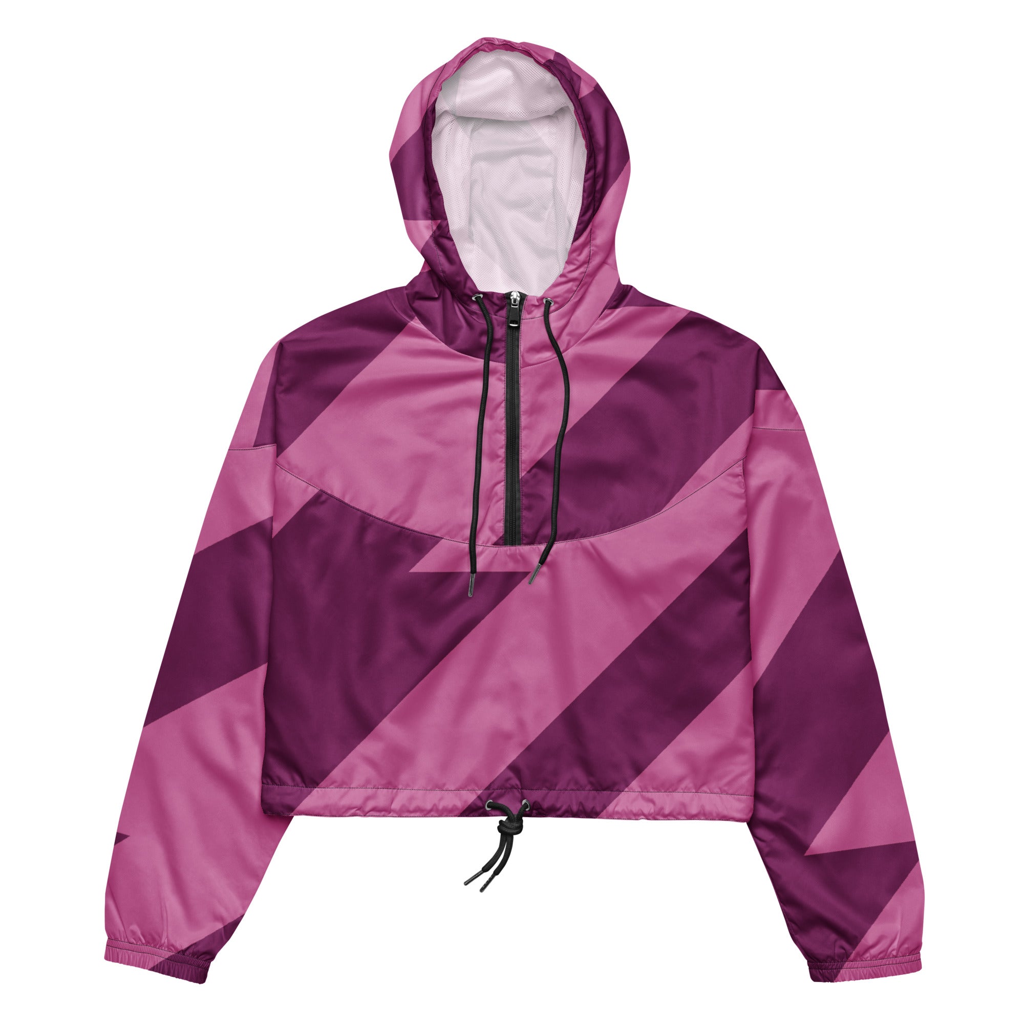 Cropped Windbreaker im  Blockstreifen Design in warmen  Beere und Bordeaux. Femininer Streetstyle mit weicher Kraft, designed by,  By Just a Girl.