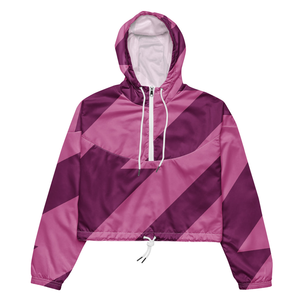 Cropped Windbreaker im  Blockstreifen Design in warmen  Beere und Bordeaux. Femininer Streetstyle mit weicher Kraft, designed by,  By Just a Girl.