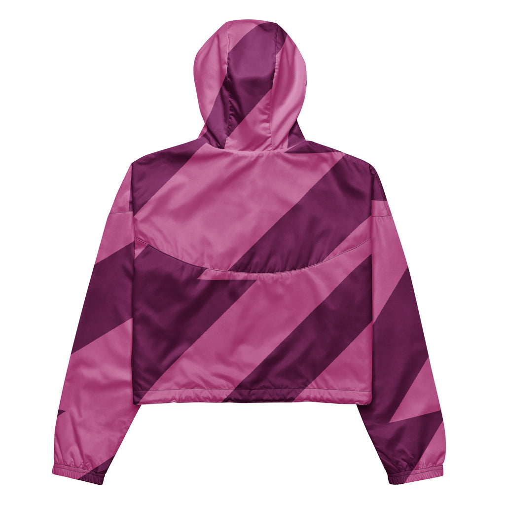 Cropped Windbreaker im  Blockstreifen Design in warmen  Beere und Bordeaux. Femininer Streetstyle mit weicher Kraft, designed by,  By Just a Girl.