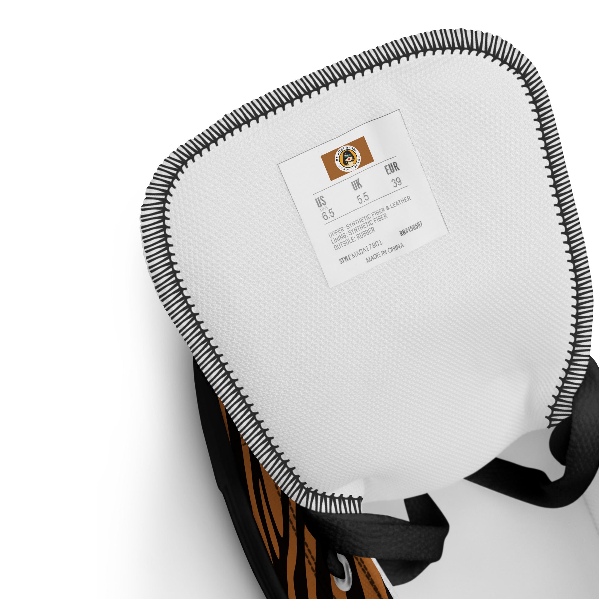 Schuhzungen Etikett mit grössen angabe und Logo by Just a Girl.