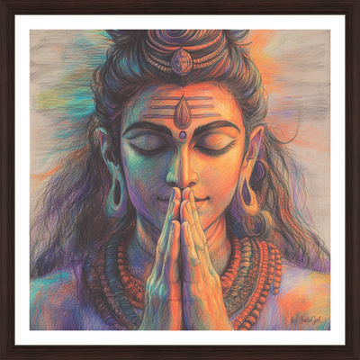 Dieses Werk ist eine visuelle Meditation. Die geschlossenen Augen, die gefalteten Hände, die sanften Farben - all das lädt dich ein, dich nach innen zu wenden. Es geht um Hingabe, Achtsamkeit und darum, in der eigenen Mitte Frieden zu finden - jenseits von Lärm und Erwartungen.

Ein Moment purer Verbundenheit dem dem Selbst.